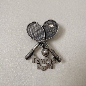 Vintage Tennis Racket Brooch Tennis Bum Rhinestone Tennis Ball Pin